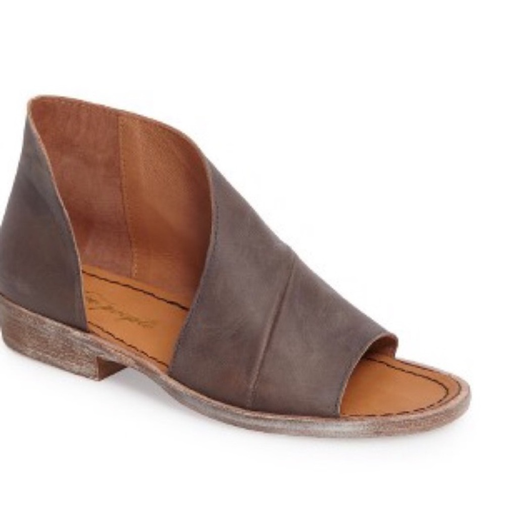 Free People Brown Leather Open-Toe Mules